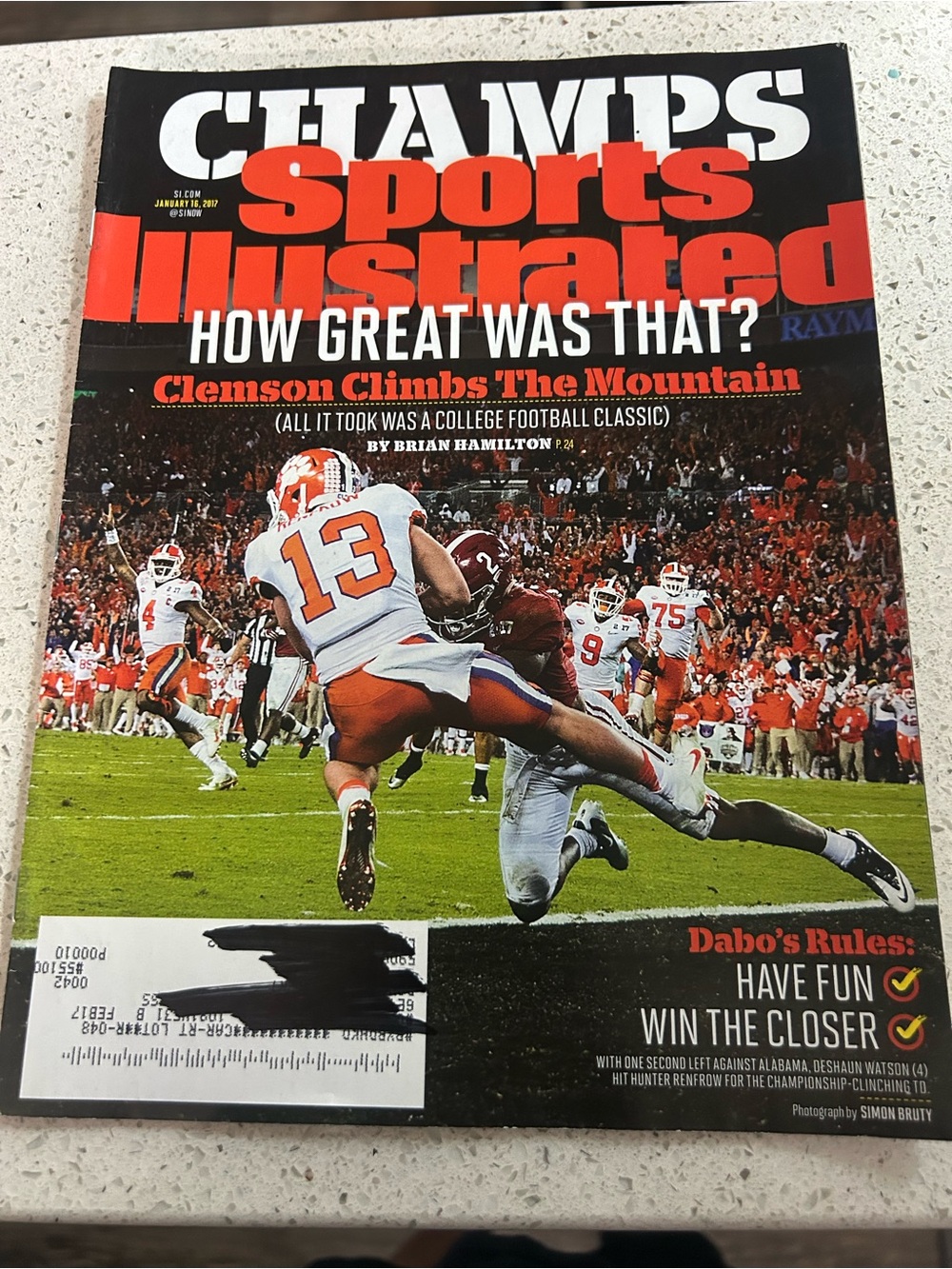 Sports Illustrated Clemson Tigers National Champions 2017 Deshaun Watson Cover